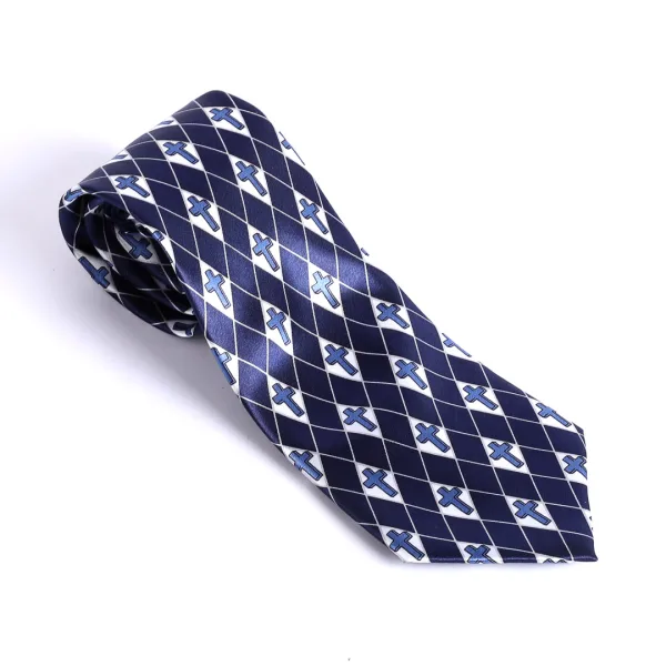Tie Polyester - Diamond Cross - Navy Swanson Christian Product