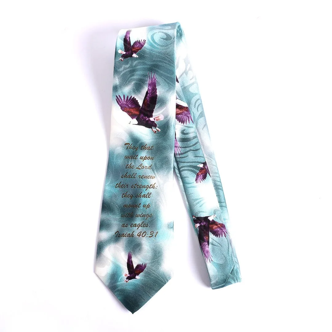 Tie Polyester - Isaiah 40:31 Eagles - Turquoise -Swanson Christian Product