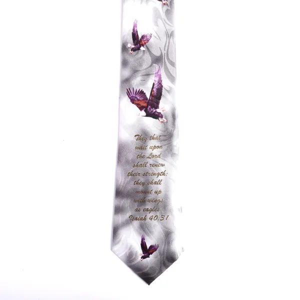 Tie Polyester - Isaiah 40:31 Eagles - Gray | Swanson Christian Products