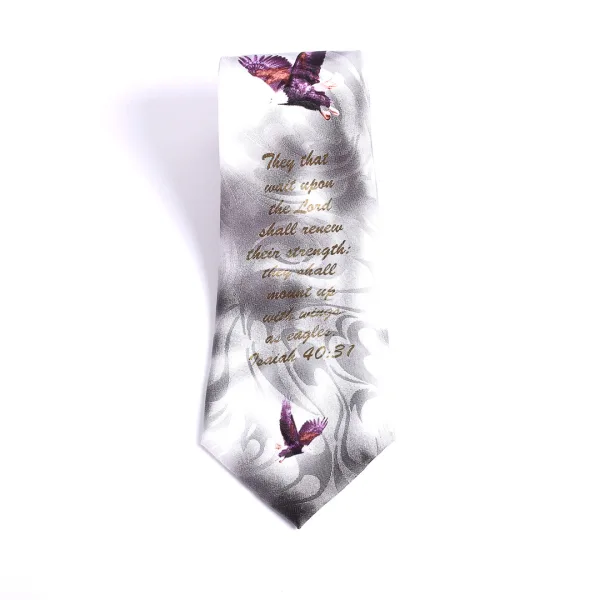 Tie Polyester - Isaiah 40:31 Eagles - Gray | Swanson Christian Products