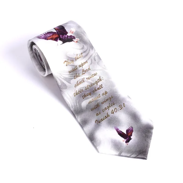 Tie Polyester - Isaiah 40:31 Eagles - Gray | Swanson Christian Products