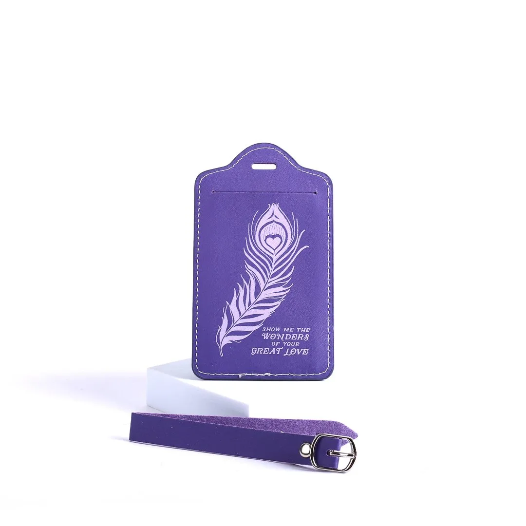 Luggage Tag Leatherette Great Love Purple- Swanson Christian Products