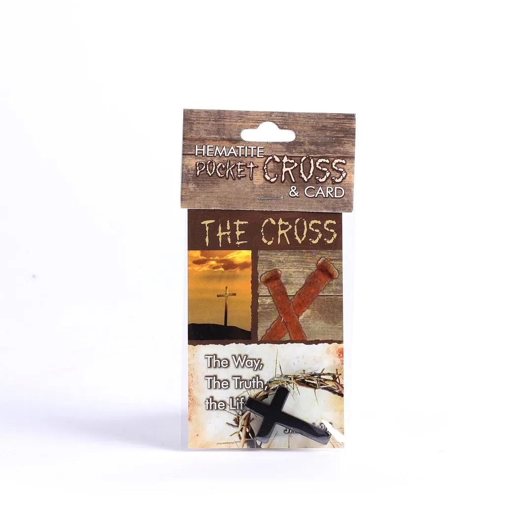 Hematite Pocket Cross & Card- Swanson Christian Products