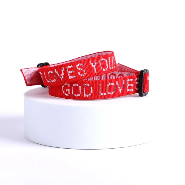 Bracelet Woven God Loves You Red- Swanson Christian Products
