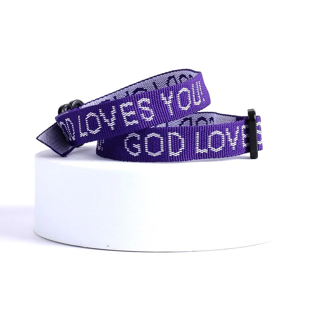 Bracelet Woven God Loves You Purple- Swanson Christian Products