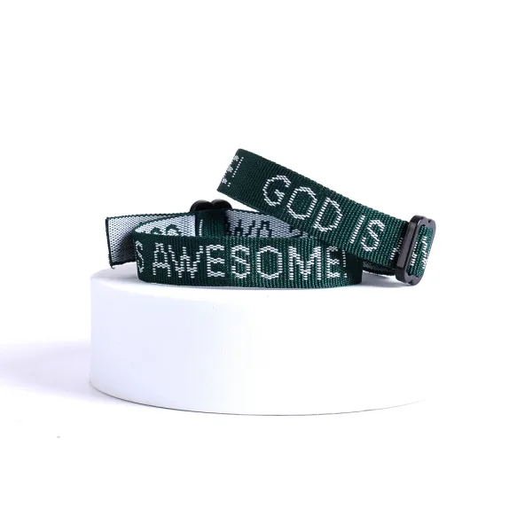 Bracelet Woven God Is Awesome Hunter Green- Swanson Christian Products