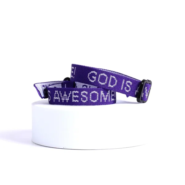 Bracelet Woven God Is Awesome Purple- Swanson Christian Products
