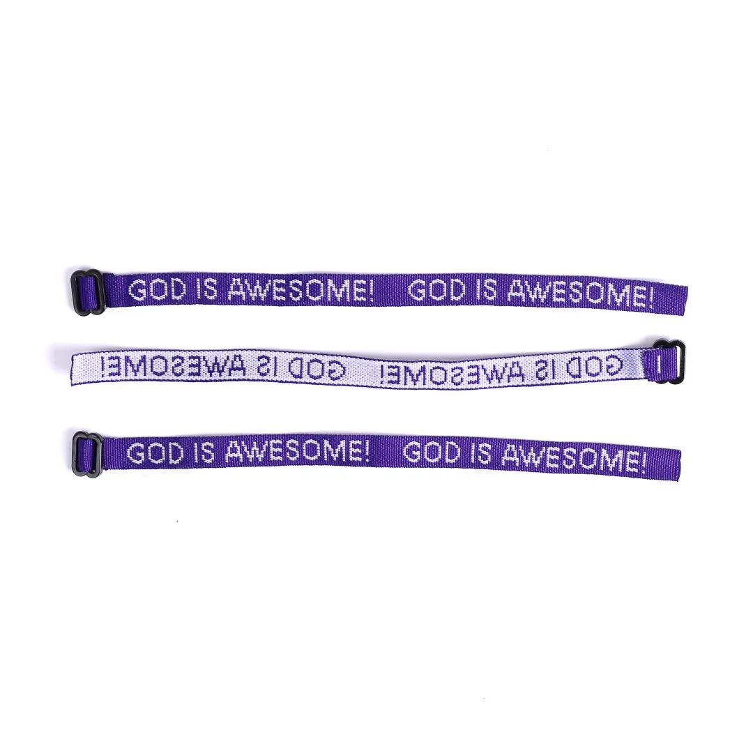 Bracelet Woven God Is Awesome Purple- Swanson Christian Products