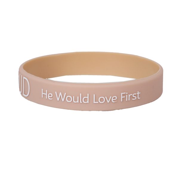 Peach Silicone Bracelet WWJD He Would Love First - Pack of 12 | Swanson Christian Products