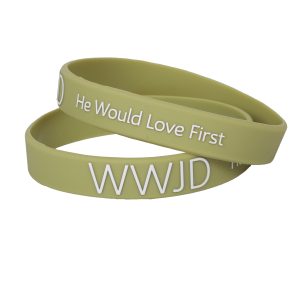 Silicone Bracelet – WWJD He Would Love First – Sage – Pk12