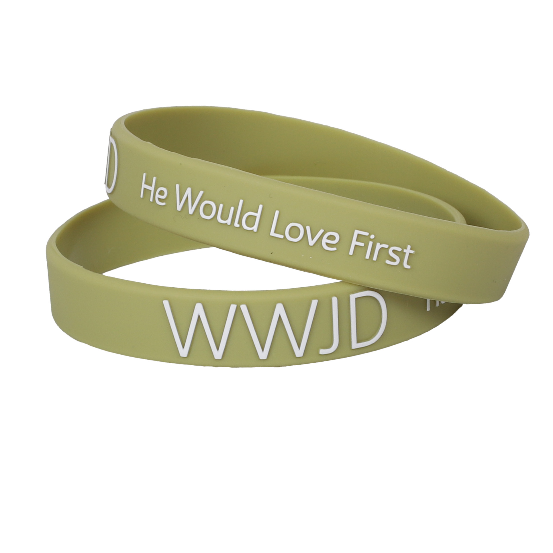 Sage Silicone Bracelet - WWJD He Would Love First - Pack of 12 | Swanson Christian Products