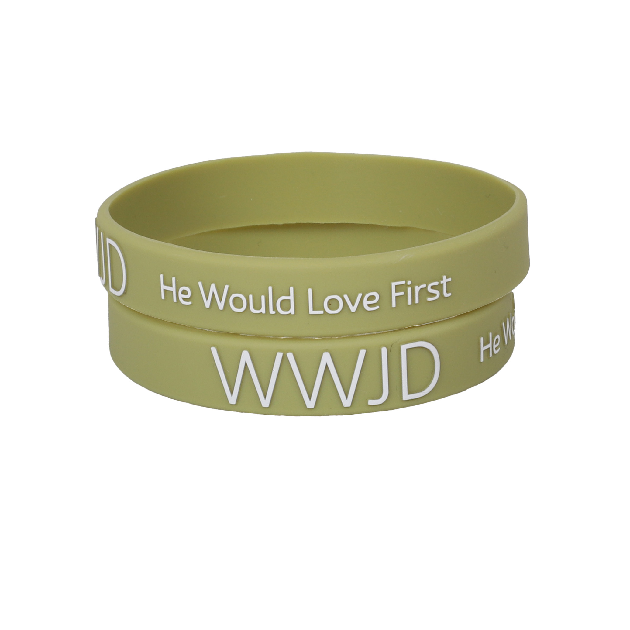 Sage Silicone Bracelet - WWJD He Would Love First - Pack of 12 | Swanson Christian Products