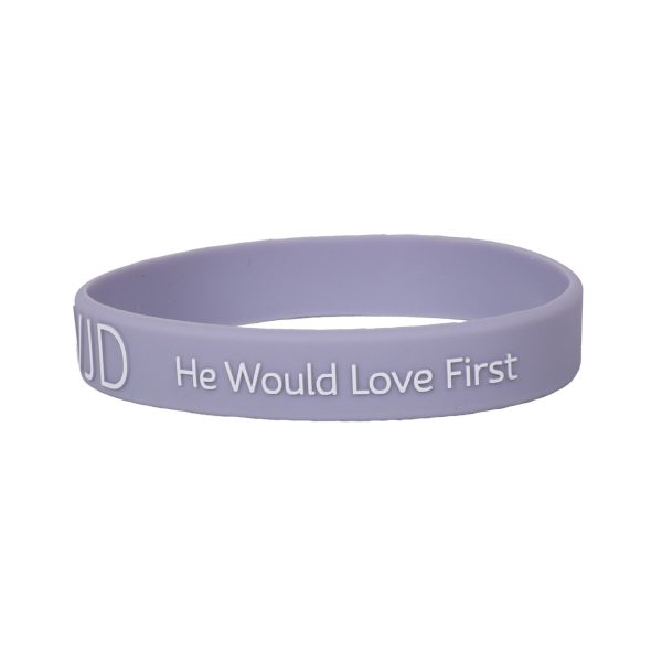 Violet Silicone Bracelet - WWJD He Would Love First - Pack of 12 | Swanson Christian Products