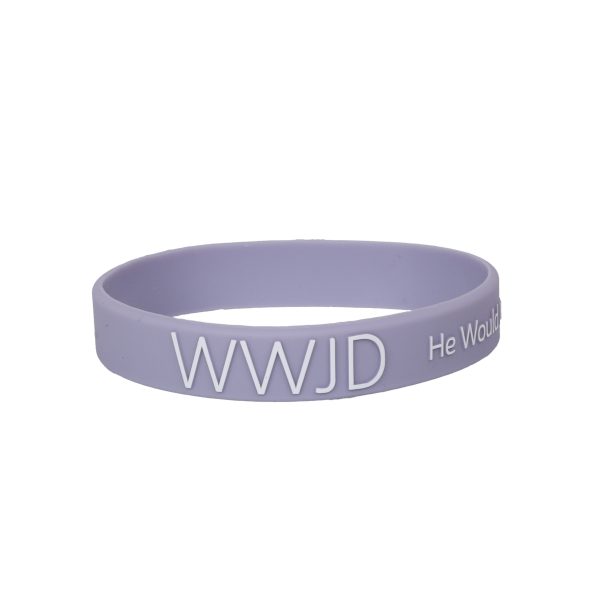 Violet Silicone Bracelet - WWJD He Would Love First - Pack of 12 | Swanson Christian Products