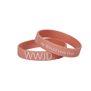 Silicone Bracelet – WWJD He Would – Lt Terracotta – Pk12