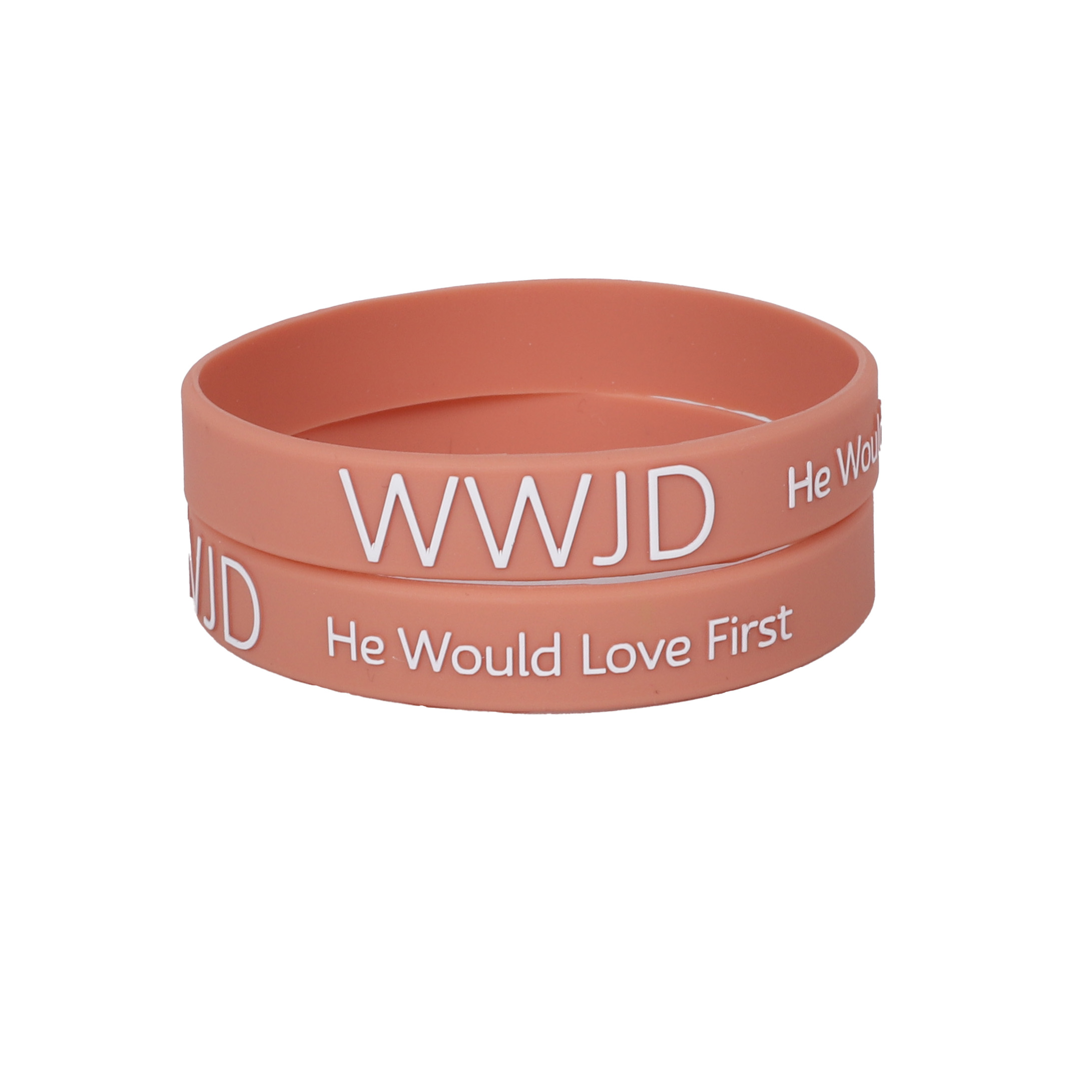 Terracotta Silicone Bracelet - WWJD He Would Love First - Pack of 12 | Swanson Christian Products