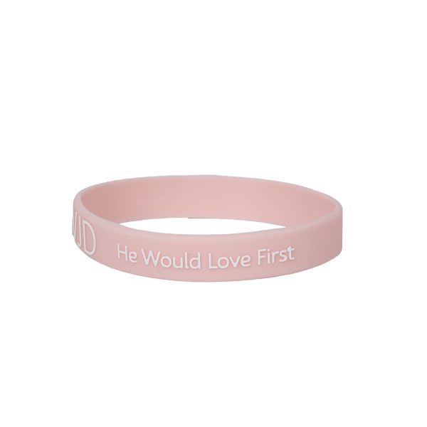 Blush Silicone Bracelet - WWJD He Would Love First - Pack of 12 | Swanson Christian Products
