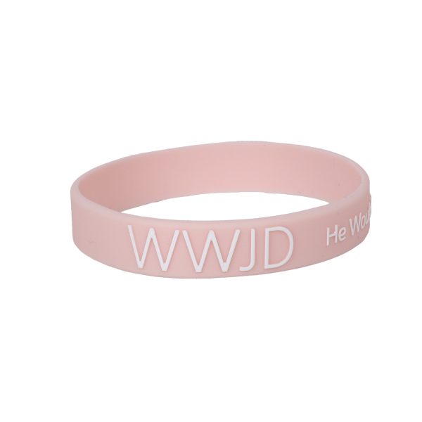 Blush Silicone Bracelet - WWJD He Would Love First - Pack of 12 | Swanson Christian Products