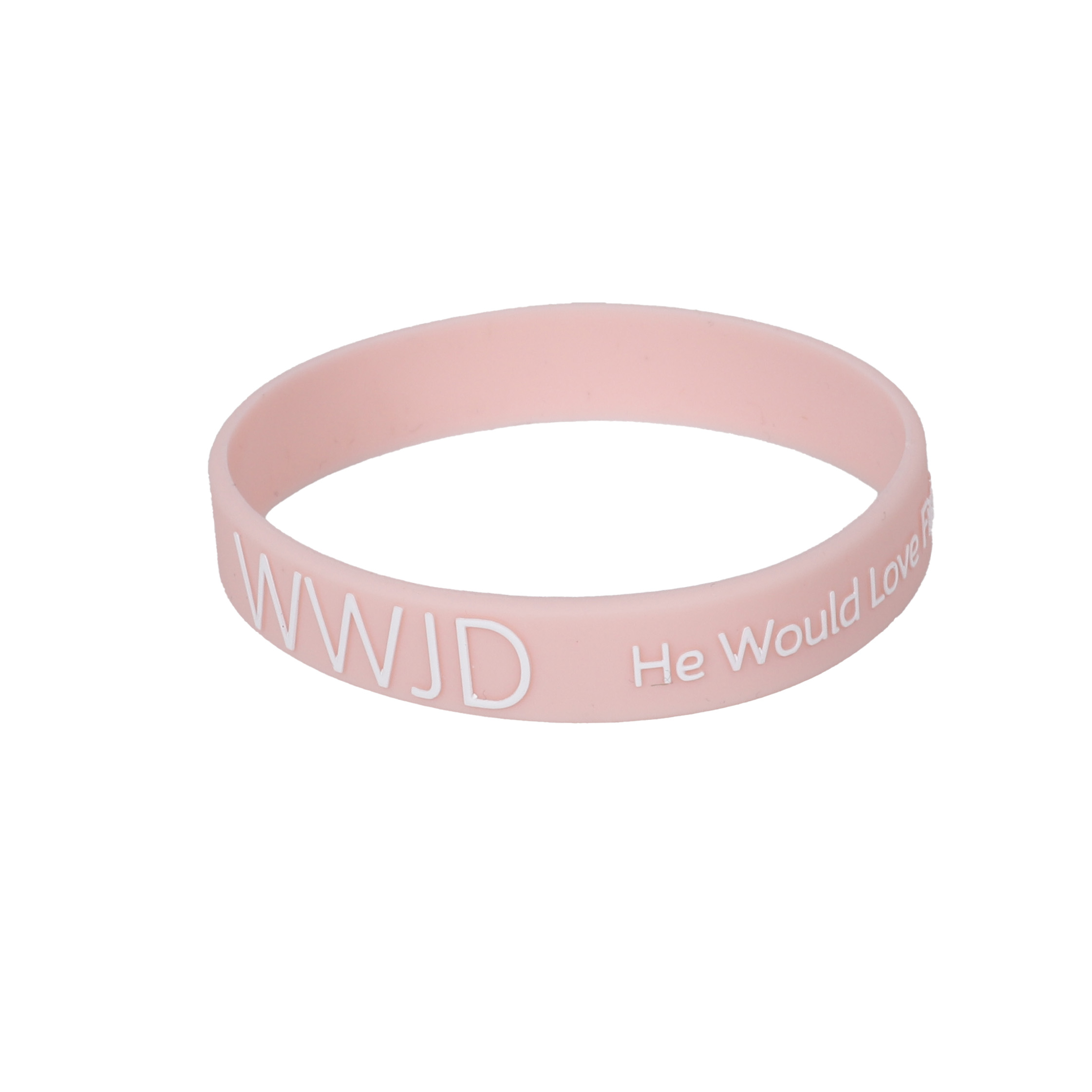 Blush Silicone Bracelet - WWJD He Would Love First - Pack of 12 | Swanson Christian Products