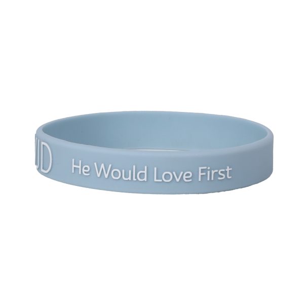 Blue Silicone Bracelet - WWJD He Would Love First - Pack of 12 | Swanson Christian Products