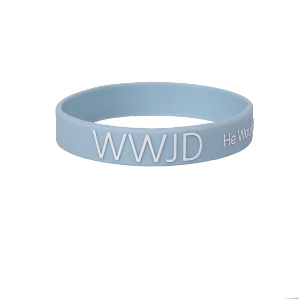 Blue Silicone Bracelet - WWJD He Would Love First - Pack of 12 | Swanson Christian Products