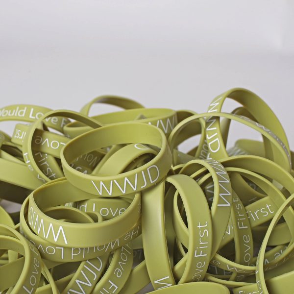 Bracelet Silicone - Wwjd He Would - Sage - Pk100 | Swanson Christian Products