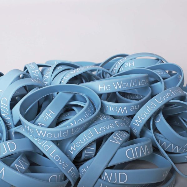 Bracelet Silicone - Wwjd He Would - Lt Blue - Pk100 | Swanson Christian Products