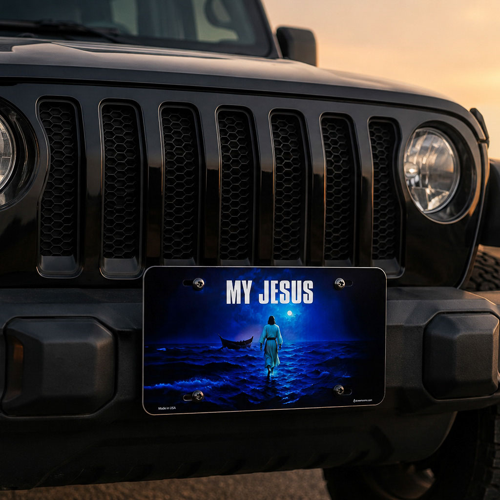 Autotag - Jesus Walks On Water - Christian License Plate - Image 4