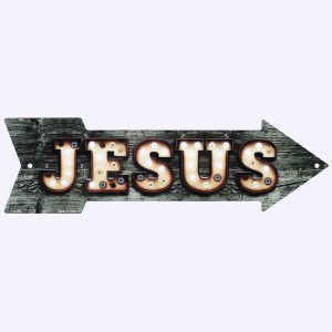 Jesus Bulb Letters Marquee Arrow Metal Sign