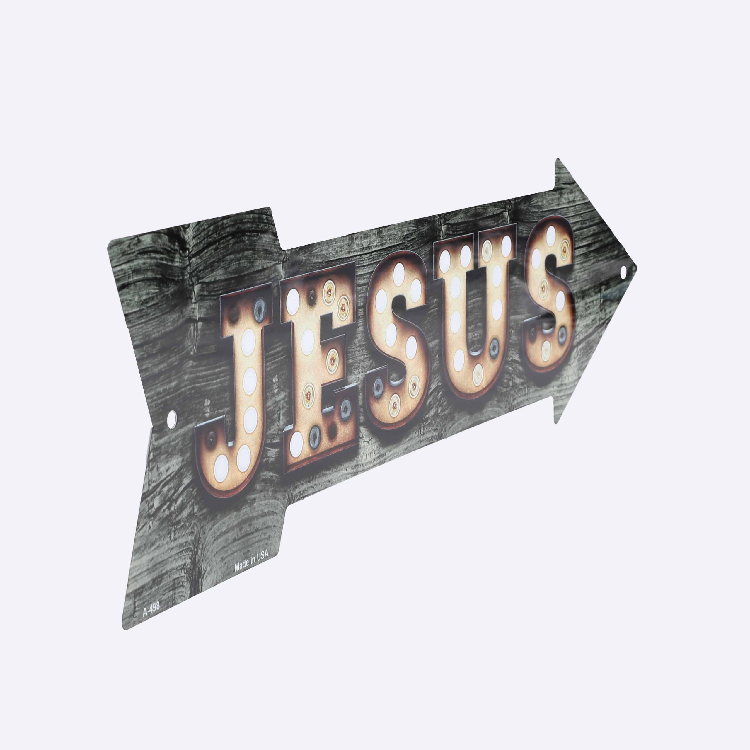 Jesus Bulb Letters Marquee Arrow Metal Sign - Image 2