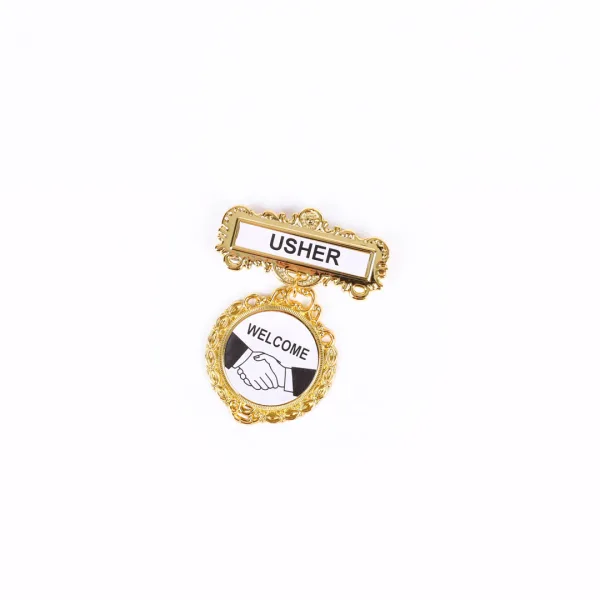 Badge Fancy Round Usher Shaking Hands Magnet- Swanson Christian Products