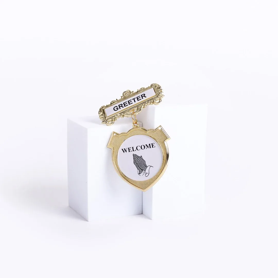Badge Shield Greeter Ethnic Praying Hand Magnet- Swanson Christian Products
