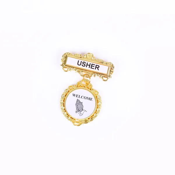 Badge Fancy Round Usher Ethnic Praying Hand Magnet- Swanson Christian Products