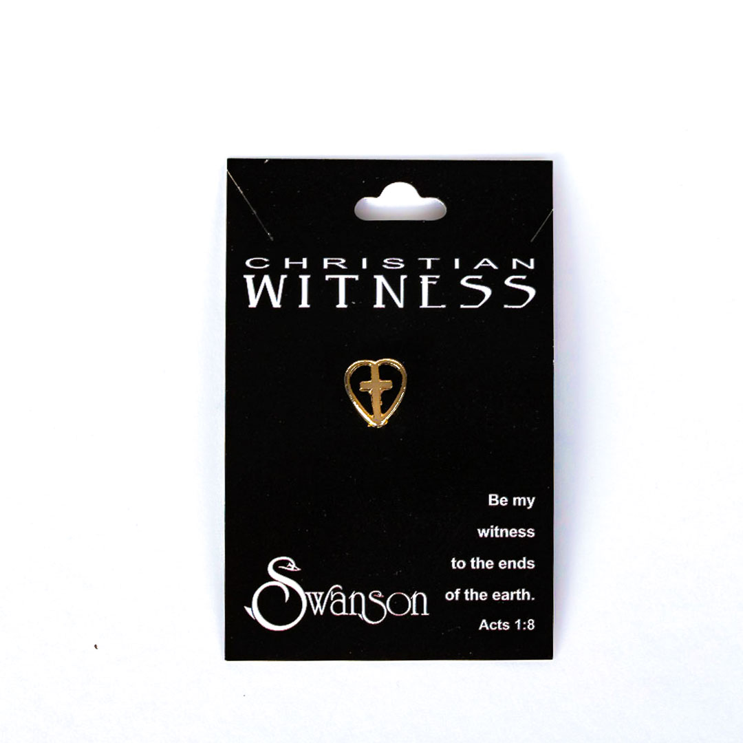 Gold Lapel Pins Heart/Cross Gold - Pack of 6 Lapel Pin -Swanson Christian Products