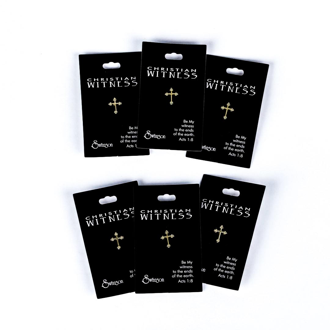 Lapel Pin Budded Cross- Gold- Swanson Christian Products