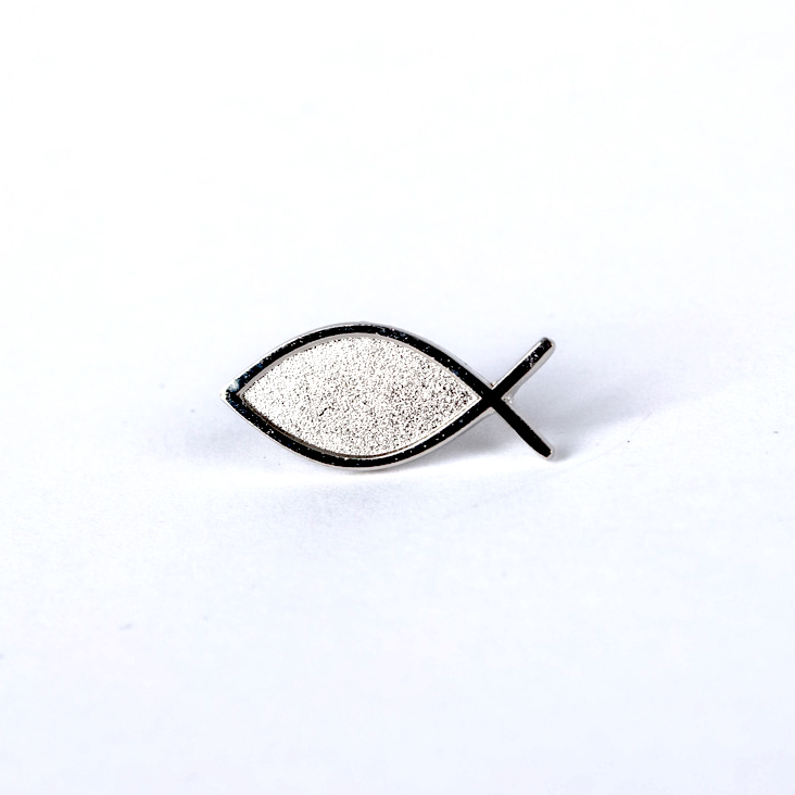 Fish of Christ symbol pin in silver color