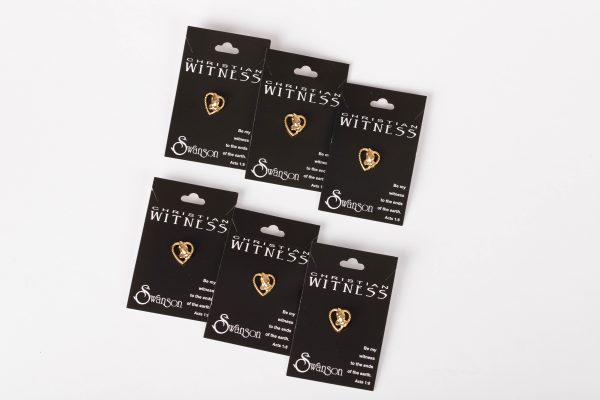Gold Lapel Pin Praying Hands/Heart - Pack of 6 lapel pins | Swanson Christian Products