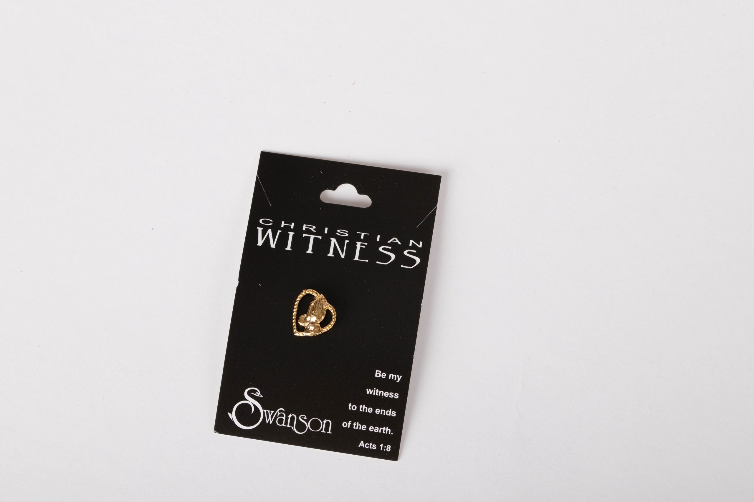 Gold Lapel Pin Praying Hands/Heart - Pack of 6 lapel pins | Swanson Christian Products