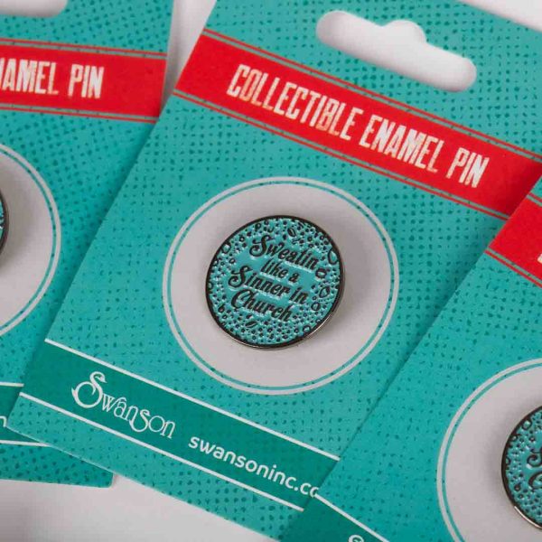 Lapel Pin- Sweatin' Like A Sinner Blue- Swanson Christian Products