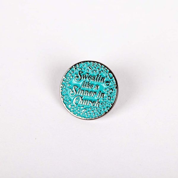 Lapel Pin- Sweatin' Like A Sinner Blue- Swanson Christian Products