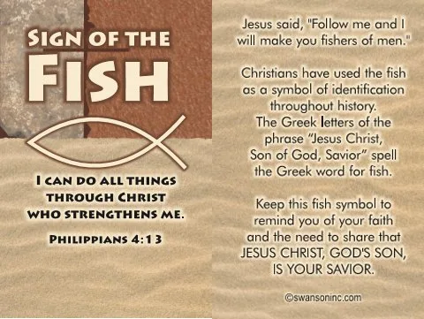 Printable Sign of the Fish gospel tract, front and back