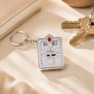Bible Keychain – Ornate Silver – Pack 6