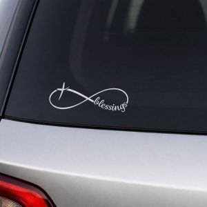 Auto Vinyl Decal – Infinity Blessings – White – 6Inx2.25In