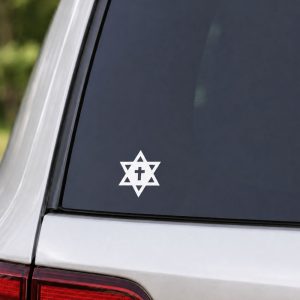 Auto Vinyl Decal – Star of David with Cross 3 X 3.5