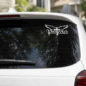 Auto Vinyl Decal – Protected – White – 8Inx4In