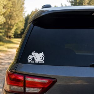 Auto Vinyl Decal – Ride Hard Pray Harder – White – 6Inx4In