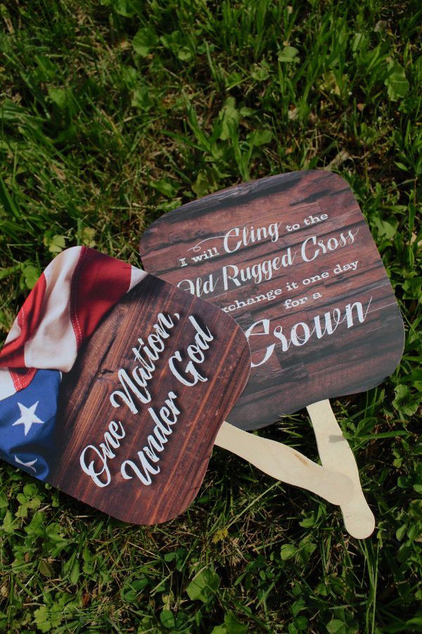One nation under God patriotic paper hand fan